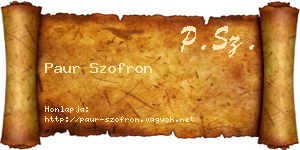 Paur Szofron névjegykártya